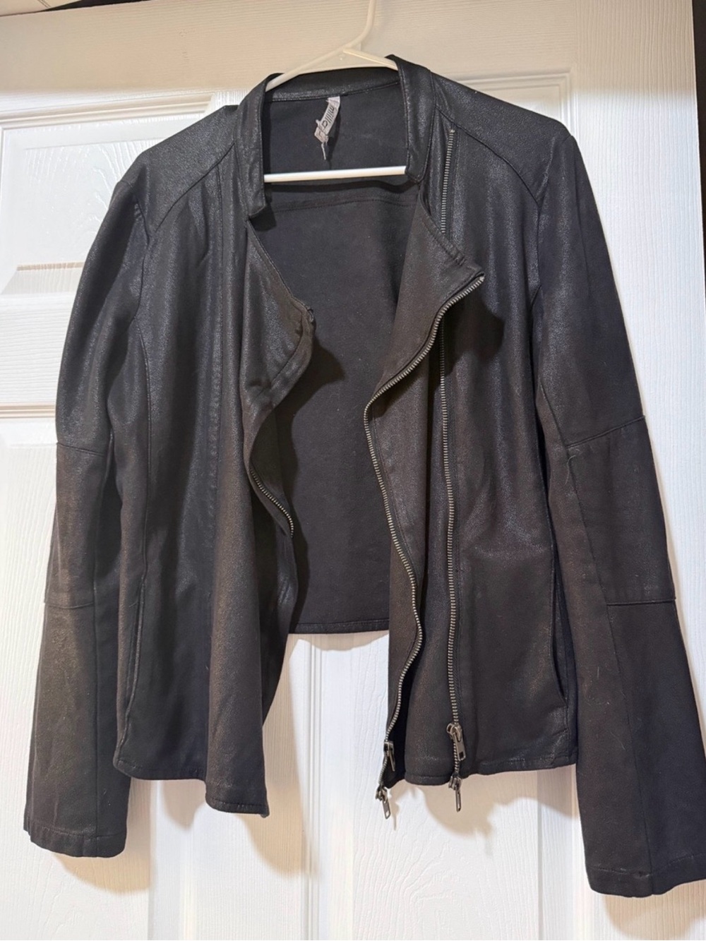 Miilla Clothing Black Asymmetric Leather Moto Jacket